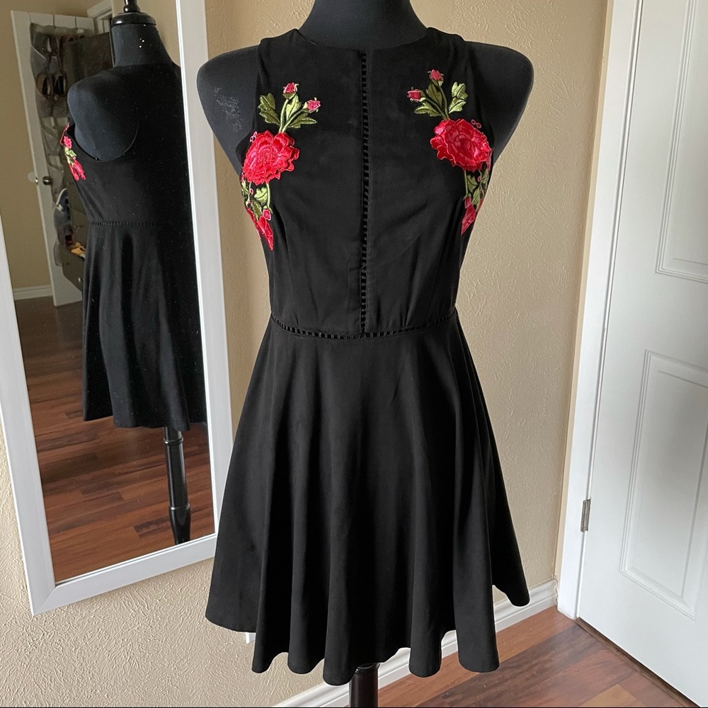 Forever 21 - Suede floral embroidered mini dress